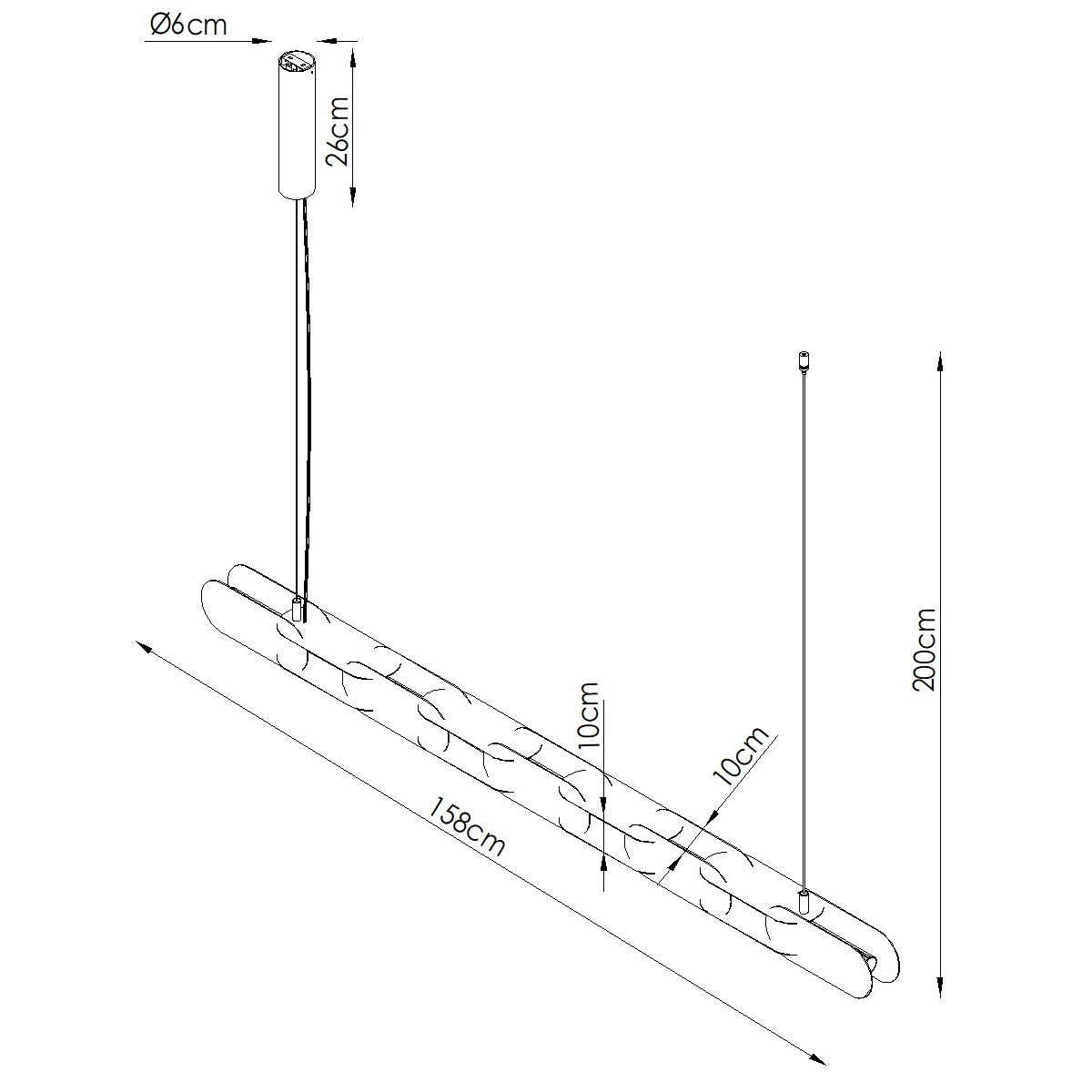 LED Závesné svietidlo CHAIN 158 – biela – Obrázok 6