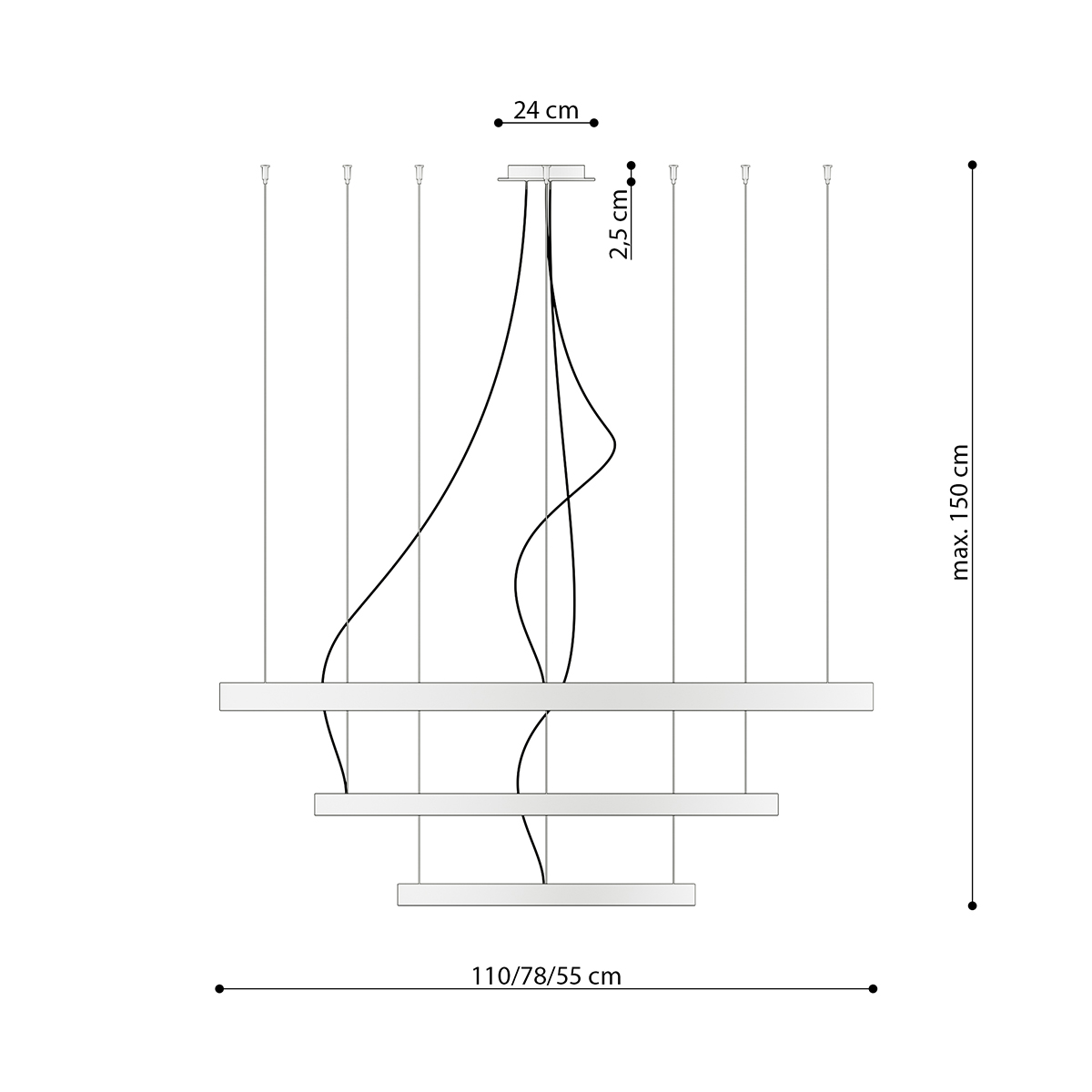 LED Luster RIO 3 55/78/110 – zlatá – Obrázok 4
