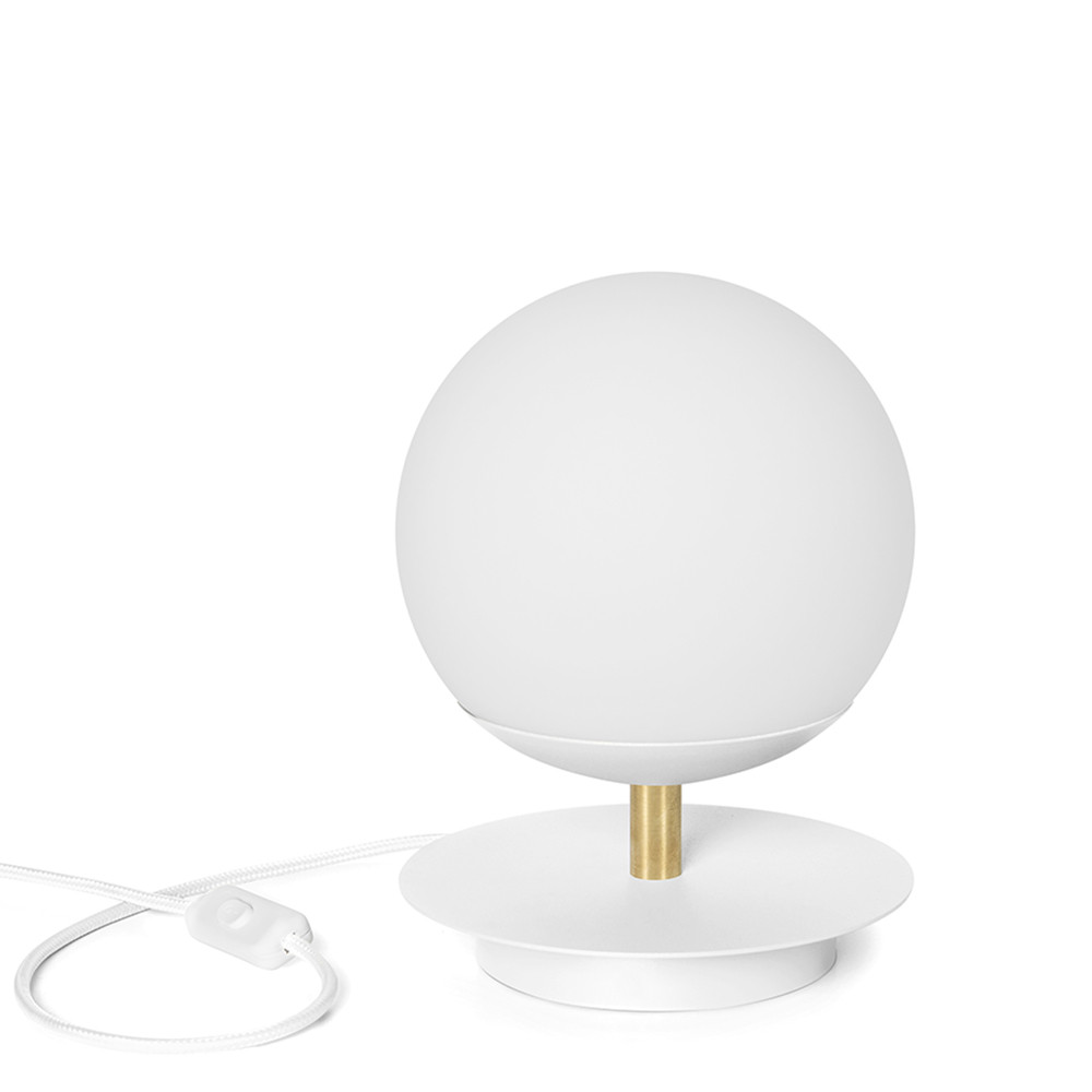 Stolová lampa PLAAT ST – biela (RAL 9003), mosadz