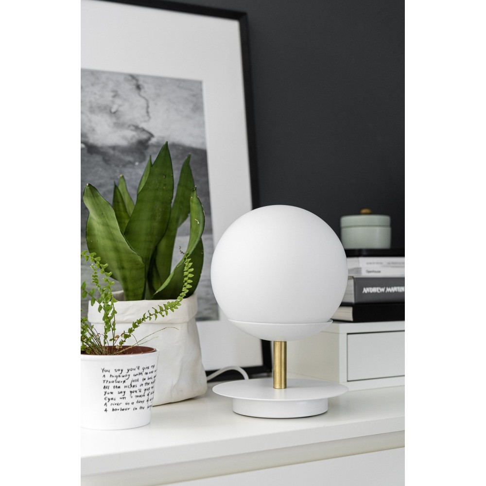Stolová lampa PLAAT ST – biela (RAL 9003), mosadz – Obrázok 2
