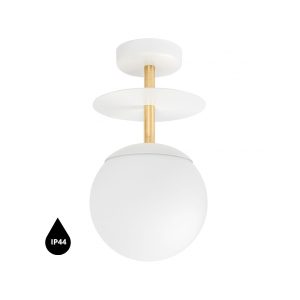 Stropné svietidlo PLAAT B – biela (RAL 9003), mosadz, IP44
