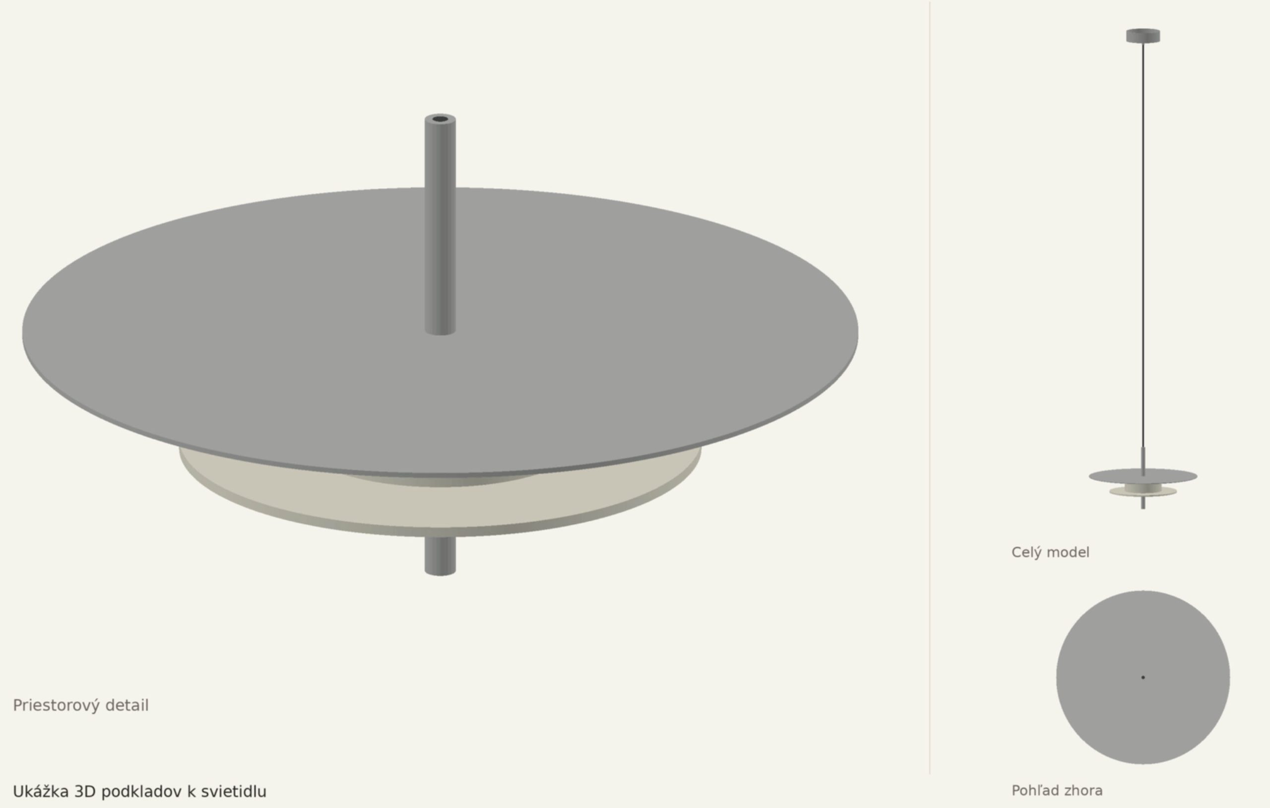 3D model závesného svietidla LOFTLIGHT AEROPLAN 32 v troch pohľadoch