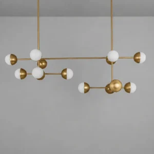 Molecule Linear – dizajnový luster z mosadze, viacero vyhotovení