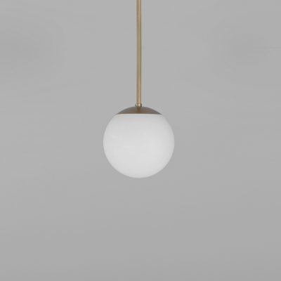 Glass Globe Opal fi 200 – dizajnové závesné svietidlo z mosadze, 5 povrchových úprav