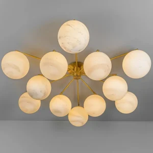 Orion Round – dizajnové luster z mosadze, 5 povrchových úprav