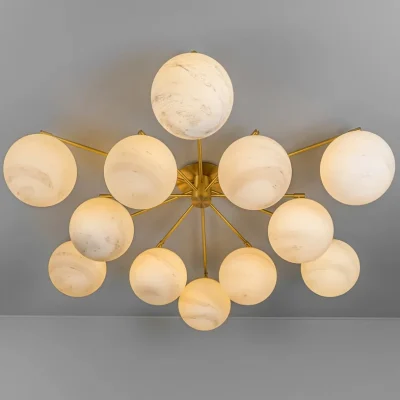Orion Round – dizajnové luster z mosadze, 5 povrchových úprav