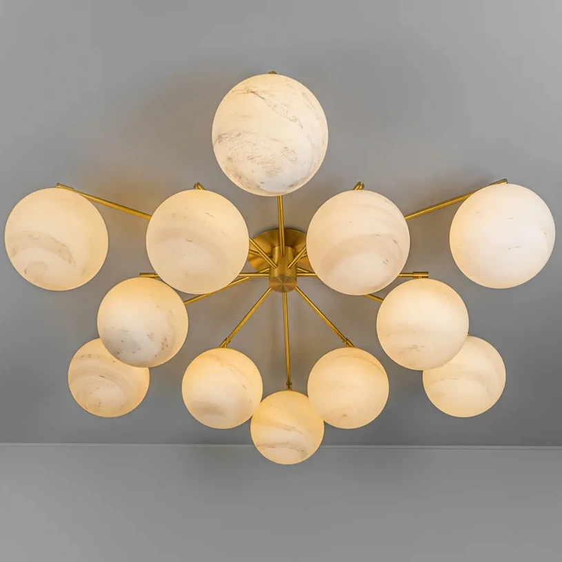 Orion Round – dizajnové luster z mosadze, 5 povrchových úprav